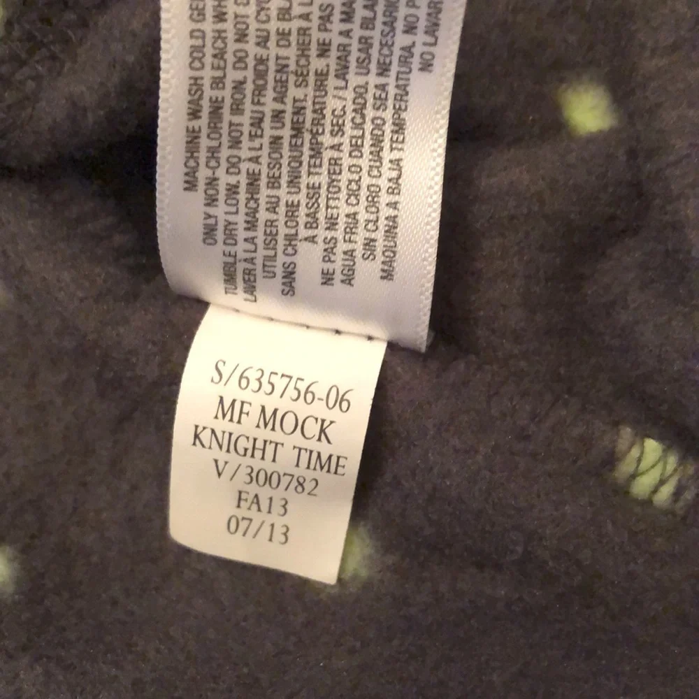 Old Navy Gray 1/4 Zip Mock Neck Pullover Fleece Jacket Green Yellow Dot Medium 8
